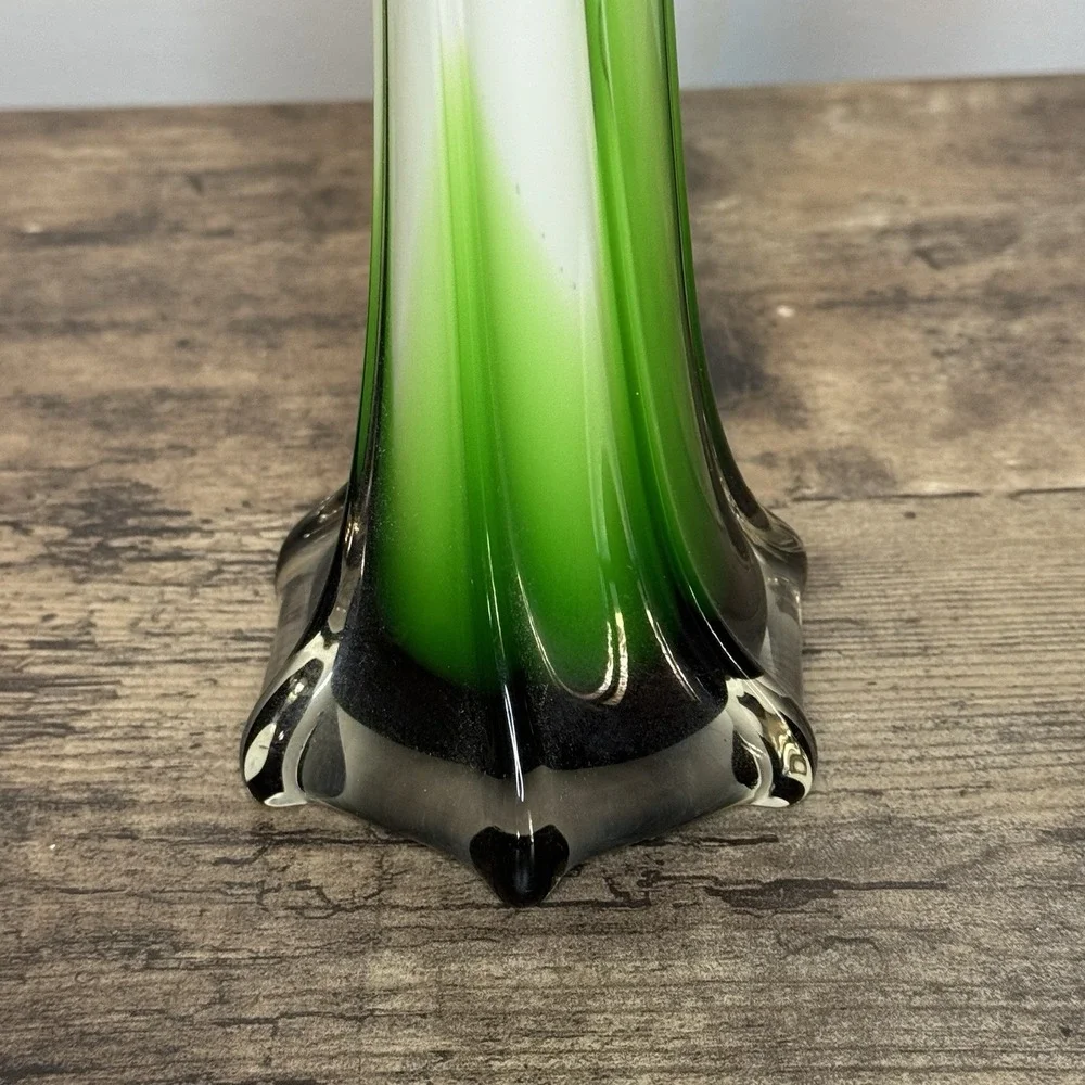 Vintage Murano Style Jack in the Pulpit Vase Red Green White 16